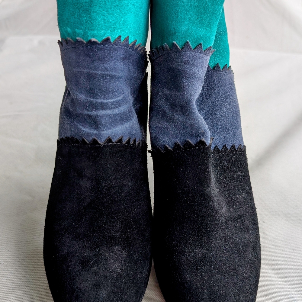 Colorful Leather Ankle Boots for Women, Size 8.5